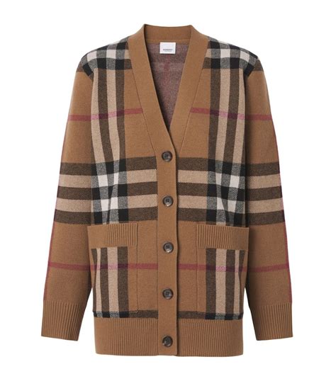 burberry check merino wool jacquard sweater|burberry check wool cardigans.